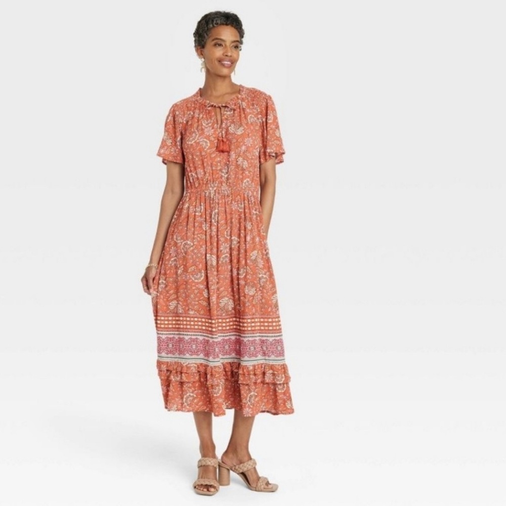 BNWT rust color plus size women’s dress with pockets, by Knox Rose size 1X